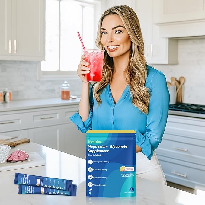 Cortisol Supplements for Women,Calm Drink Mix,Magnesium Glycinate,Ksm-66 Ashwagandha,Vitamin D 3, 20 On The Go Packets,Raspberry Lemonade,Supplements for Relaxation Sleep