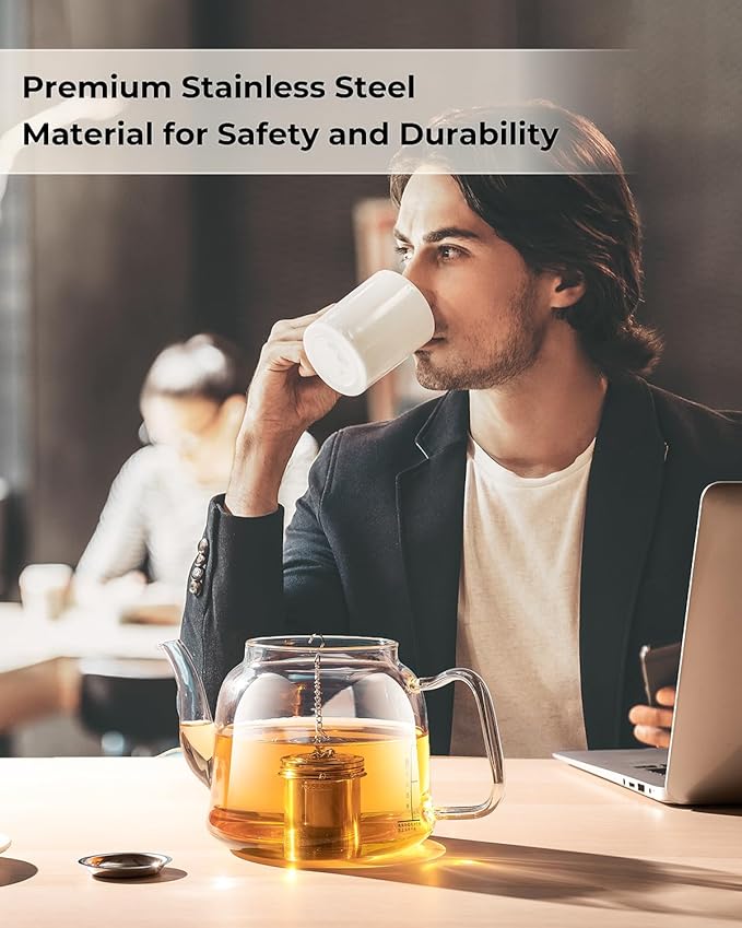 House Again Tea Infuser, Extra Fine Mesh Tea Strainers for Loose Tea, 18/8 Stainless Steel Tea Strainer with Extended Chain Hook, Tea Steeper for Brew Tea, Spices & Seasonings, for Single Cup