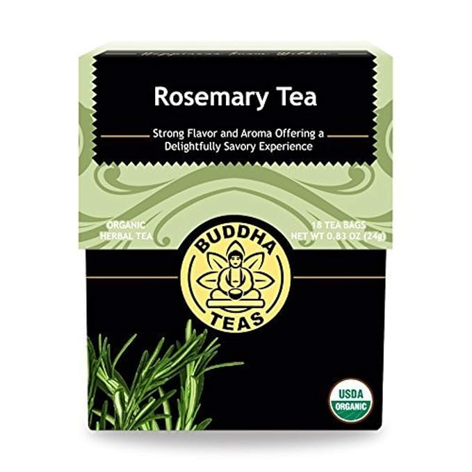 Buddha Teas - Organic Rosemary Tea - Herbal Tea - Stimulating & System Regulating - With Antioxidants & Minerals - Clean Ingredients - Caffeine Free - OU Kosher - 18 Tea Bags (Pack of 1)