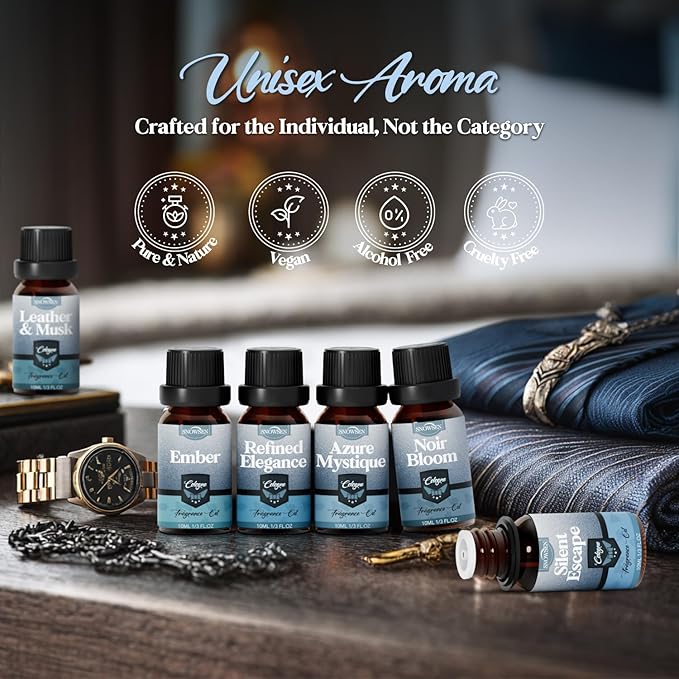 Cologne Essential Oil Set, Essential Oils Blends for Diffusers for Home, Candle Scents for Candle Making, Diffuser Oil Gift Set for Men & Women, Fragrance Oils for Aromatherapy