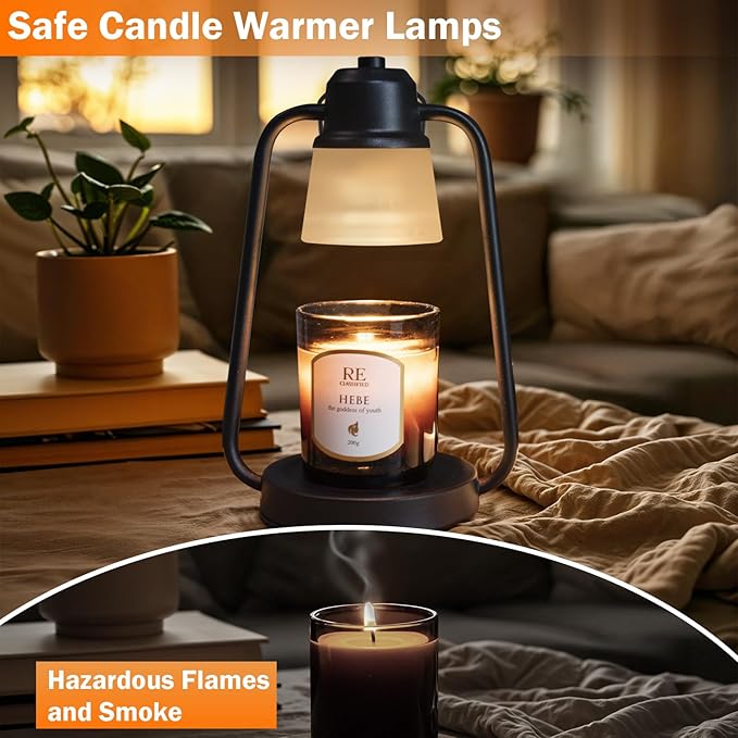 Candle Warmer Lamp with Timer Dimmer - Electric Modern Wax Melt Warmer Black Scented Jar Candles Light Birthday Gifts for Women Mom House Warming New Home Room Decor