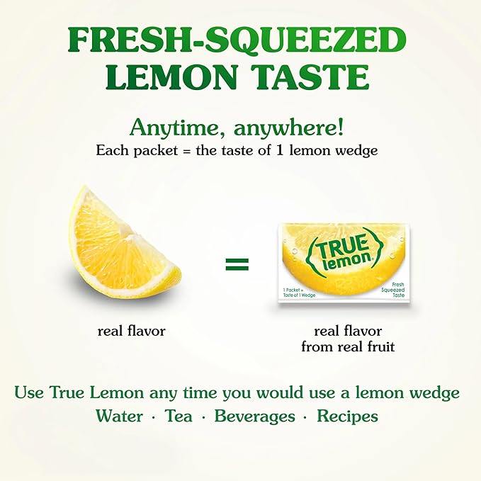 TRUE LEMON Water Enhancer, Bulk Dispenser, 100 Count (Pack of 1), 0 Calorie Drink Mix Packets For Water, Sugar Free Lemon Flavoring Powder Packets
