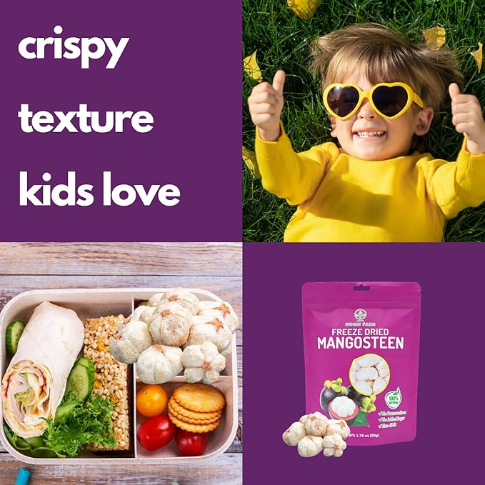 NOKKI FARM Freeze Dried Mangosteen - Healthy & Exotic Tropical Fruit Snacks, No Added Sugar or Preservatives, Kid-Approved, Shelf-Stable & Portable for On-The-Go Snacking - (Pack of 3)