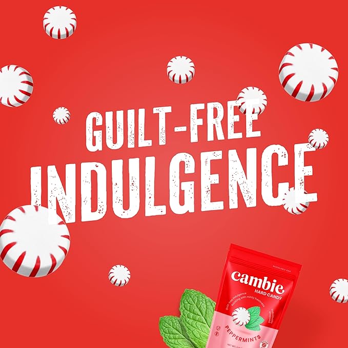 Cambie Sugar Free Mints, 1 lb of Sugar Free Hard Candy, Individually Wrapped Peppermints with a Refreshing & Sweet Mint Flavor, Packaged Fresh in a Resealable Pouch