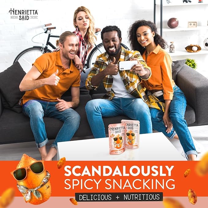 Henrietta Said Wing-Flavored Peanuts - Truly Good Foods Snacking Nuts - Bold Flavors - Savory & Spicy - Jumbo Flavored Peanuts - Protein Packed Vegan Snack - 4 (5-oz) Packs - Original Buffalo