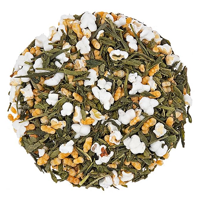 Genmaicha Chai Green Tea | Loose Leaf Japanese Green Tea with Fire-Toasted Rice | Popcorn Tea with Sweet Toasty Flavor | 4oz Resealable Pouch | Golden Yellow Liquor | English Tea Store