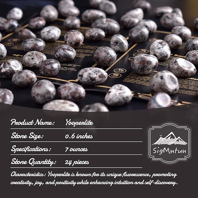 Yooperlite Healing Crystal Stone Set - 24 Pieces, 0.6" Natural & Polished Stones for Healing, Meditation, Reiki, Chakra, Crafting & Decoration