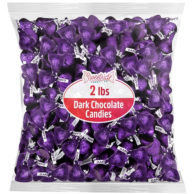 Kisses Special Dark Chocolate - 2 LB (Approx. 200 pcs) - Bulk Individually Wrapped Purple Foil Candy