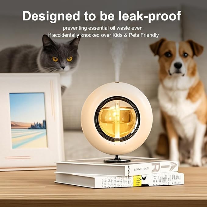 120ML Essential Oil Diffuser, 4 Mode Cyclic Mist, Auto Shut-Off, Aromatherapy Diffuser with Night Light for Bedroom and Home (Beige)