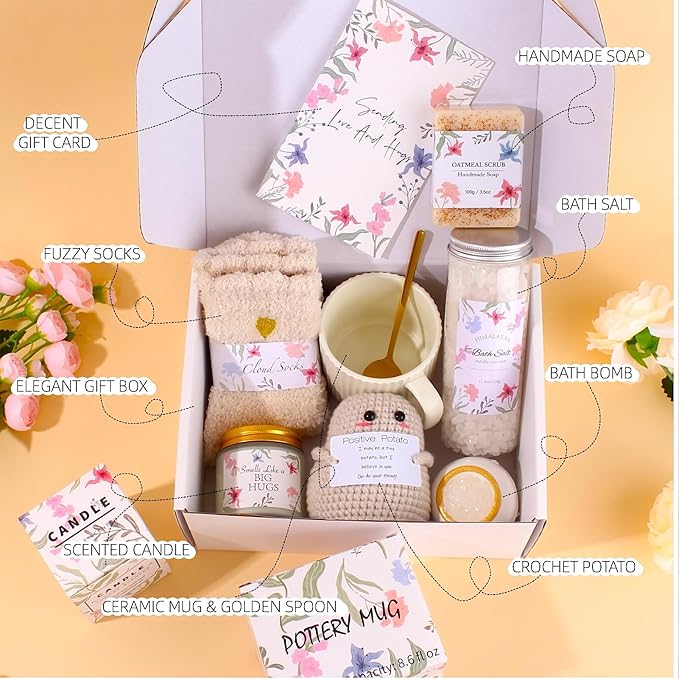 Self Care Get Well Soon Gifts Basket for Women, After Surgery Recovery Gifts, Birthday Gifts for Women, Sympathy & Thinking Of You Gift Basket, Unique Gift for Her Mom Wife Friend