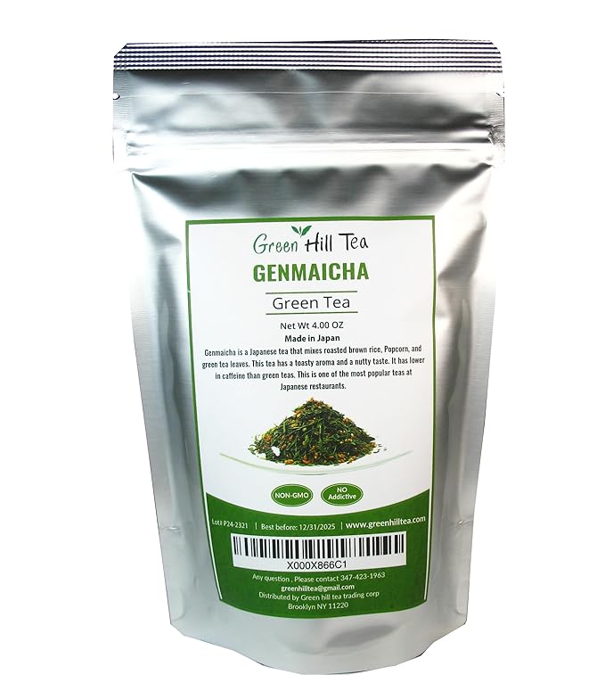 Japanese Genmaicha Popcorn Green Tea premium green tea helps the stomach to digest – 4 Oz Bag