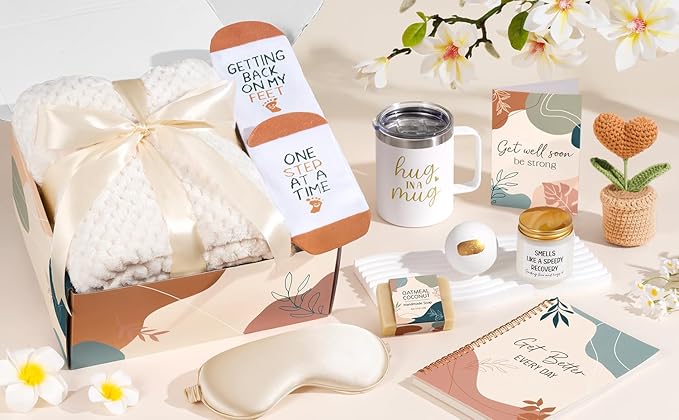 Get Well Gifts for Women After Surgery Recovery, Get Well Soon Gift Baskets for Women Chemo Care Package, Thinking of You Cancer Care Gifts for Sick Friends, Feel Better Encouragement Comfort Gift Box