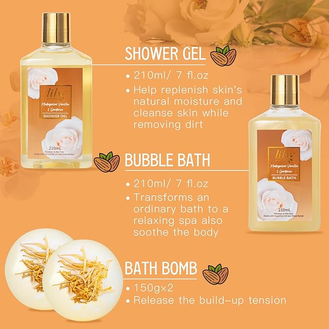 Christmas Gifts for Women - 10-Piece Honey Almond Bath & Body Gift Set for Women Spa Gift Basket Self Care Kit with Bath Bomb & Moisturizers | Mothers Day, Birthday Gifts, All Occasion Holiday Present