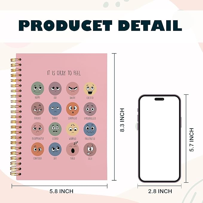 BearCake Mental Health Gifts, Therapy Journal for Mental Health,Inspirational Notebooks, It is Okay to Feel Mental Health Journal, Mental Health Journal for Women,Spiral Notebook 5.5x8.3 pink