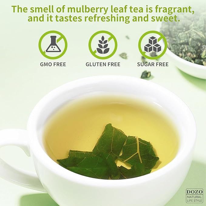 DOZO Mulberry Leaves Tea Premium Natural Mulberry Leaf Tea 14.1oz/400g Sun-Dried Mulberry Loose Leaves Sang Ye Healthy Herbal Tea Sugar Free Caffeine Free No Additives 桑叶茶 桑葉茶