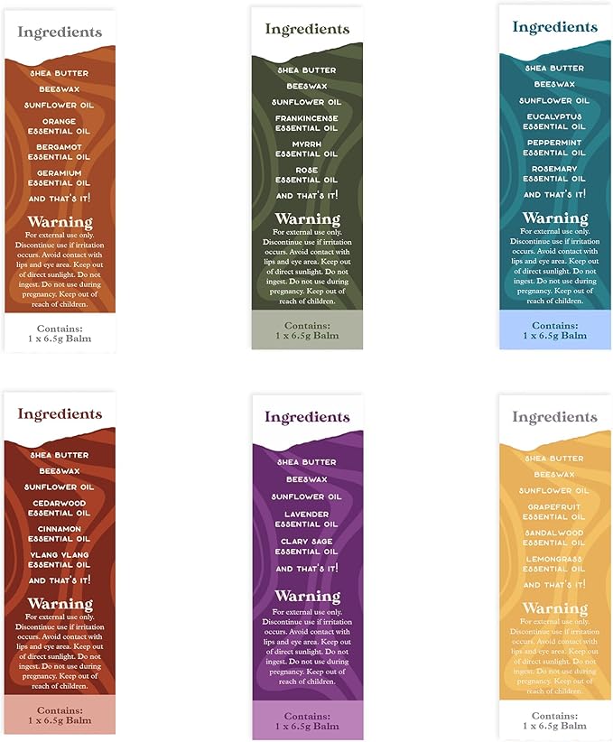 Aromatherapy 6 Pack of Essential Oils Balm Sticks In Travel Case | Aromatherapy Balms Gift Set of Pure Essential Oil Blends | Perfect Mindfulness Gift and Stress Relief Gifts for Women and Men