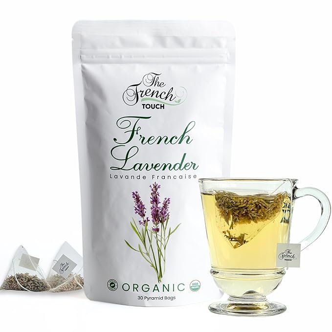 The French Touch French Lavender tea ORGANIC | 1.2g x 30 Pyramid Bags |100% Certified USDA Organic | Plant based tea bags | Select Premium Tea (French Lavender) | Caffeine-free