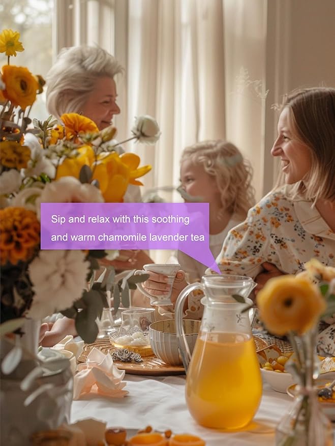 TeeLux Chamomile Lavender Tea Bags, Chamomile & Lavender & Lemon Balm Herbal Tea, Caffeine Free, Soothing & Delightful Aroma, 100 Count