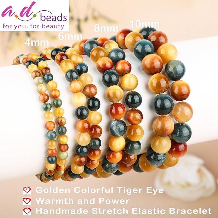 AD Beads 4mm6mm8mm10mm Handmade Bracelet - Natural Gemstone for Peace and Tranquility - Meditation, Yoga, Healing and Energy Gift for Unisex