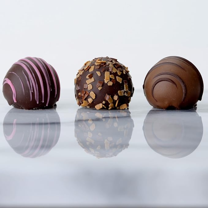 CRAVINGS BY ZOE Happy Birthday Chocolate Truffles Gift Box | 16 Count | Assorted Gourmet Milk & Dark Chocolate Candy Food Gift Basket | Birthday Gifts for Women & Men Mom Dad Kid Him Her Adult Family