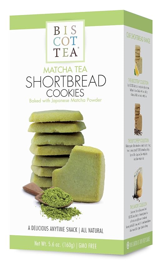 BISCOTTEA Matcha Green Tea Shortbread Cookies (8 Cookies)