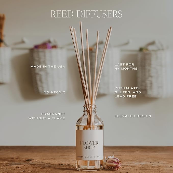 Sweet Water Decor Salt and Sea Reed Diffuser Set for Home - Sea Salt, Citrus, Musk, Amber Scented Reed Diffusers for Summer - Air Freshsner Lasts 4+ Months, Made in The USA