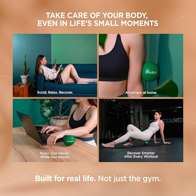 J&K 3.5 in Massage Ball for Back Pain β 2 Large Therapy Massage Balls β Trigger Point Relief and Myofascial Release β Rubber Ball for Physical Therapy