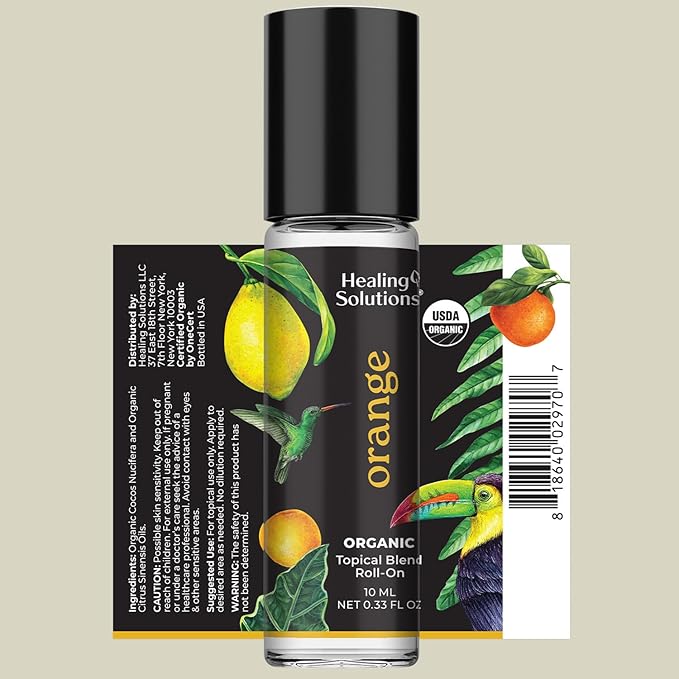 Healing Solutions (2 Pack) Sweet Orange Essential Oil Roll On - USDA Certified, for Perfume & Skin - Orange Oil Roller - Roll On Perfume