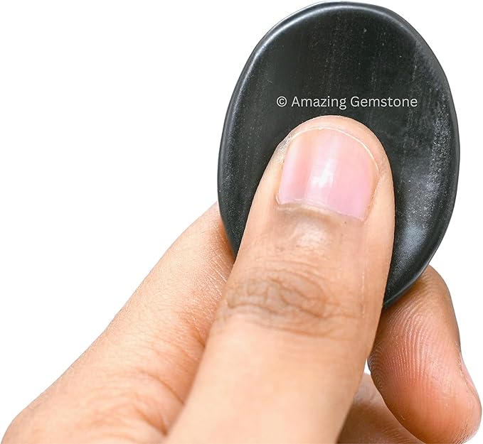 Amazing Gemstone Shungite Worry Stone Crystals and Healing Stones - Worry Stones for Stress Relief Gifts - Piedra Crystal Fidget for Meditation, Relaxation - Unique Stocking Stuffers