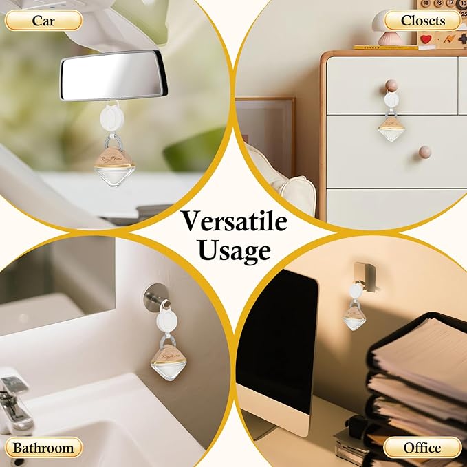 Hanging Car Air Freshener Diffuser, Luxury Car Perfume for Men & Women, Long Lasting Cars Fresheners with Natural Essential Oils | Cool Ice | Adjustable Rope