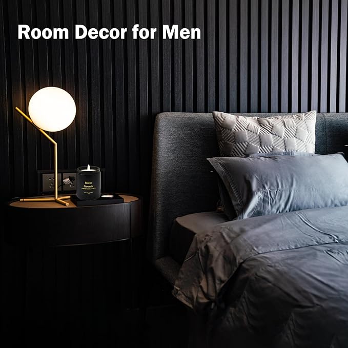 Candles Gifts for Men - Room Decor for Men, Natural Soy Wax Candles for Home Scented, Lavender Black Candles