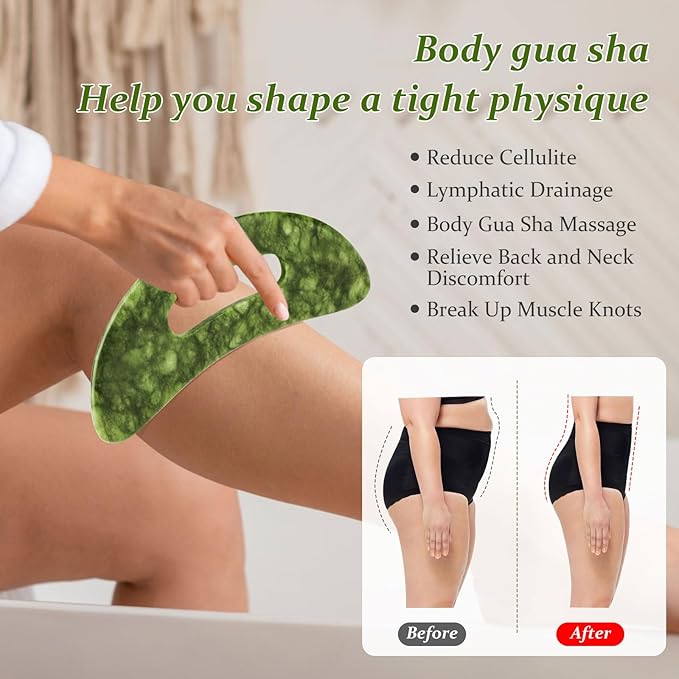 ideayard Large Jade Stone Gua Sha Massage Tool, Scraping Tool for Lymphatic Drainage, Body Sculpting for Muscle Scraping & Cellulite Reduction