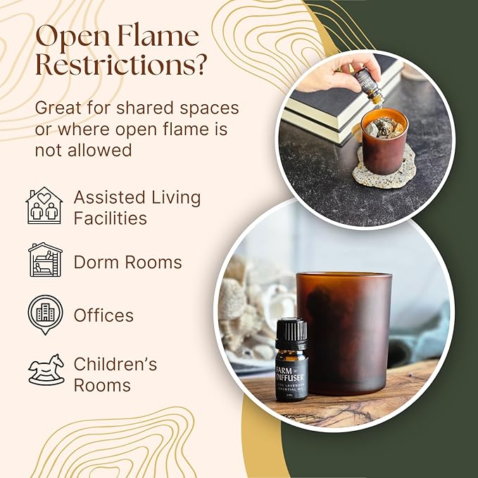 Lava Rock Diffuser and Lavender Essential Oil Set, Volcanic Stone Diffusers for Essential Oils, No Water, Non-Electric, Easy Aromatherapy Gift, Made in USA, Bedtime Self Care Ritual, Home Fragrance
