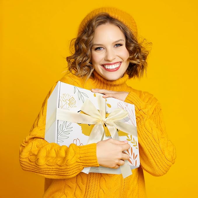 Sending Sunshine Care Package for Women, Birthday Gifts for Woman, Self Care Gift Baskets, Sunflower Gifts for Women, Get Well Soon Encouragement Gift for Her Sister Best Friend (Yellow)