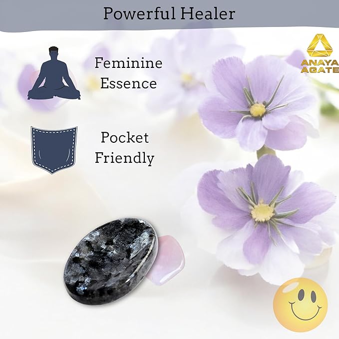 Larvikite Worry Stones – Crystal Thumb Worry Stone for Anguish, Stress – Relaxing & Soothing Balance Stones for Meditation, Relief – Healing Stones & Crystals for Men, Women