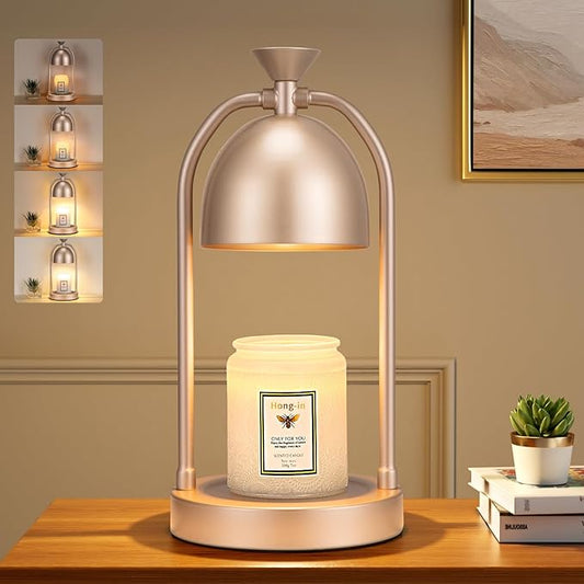 Electric Candle Warmer Lamp with Timer-Wax Warmer for Scented Jar Candles,Candle Lamp for Kitchen Home Decor, House Warming Gifts New Home,Gifts for Women(Champage Gold)