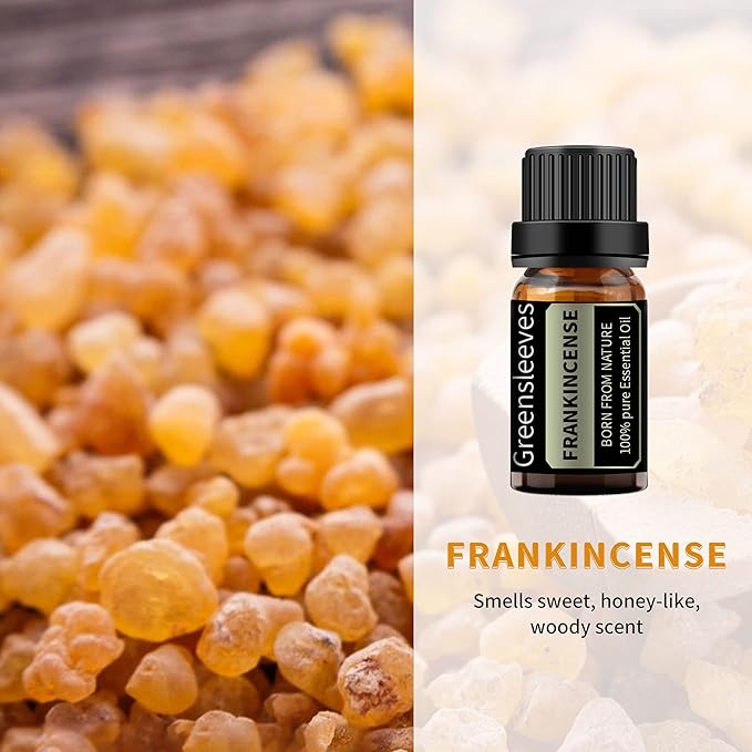 GREENSLEEVES Sandalwood Frankincense Essential Oil Set, 2 x 10ml Pure Plant-Based Fragrance Oil for Aromatherapy, Essential Oils for Diffuser, Massage, Bath Bomb, Scented Candle Soap Making