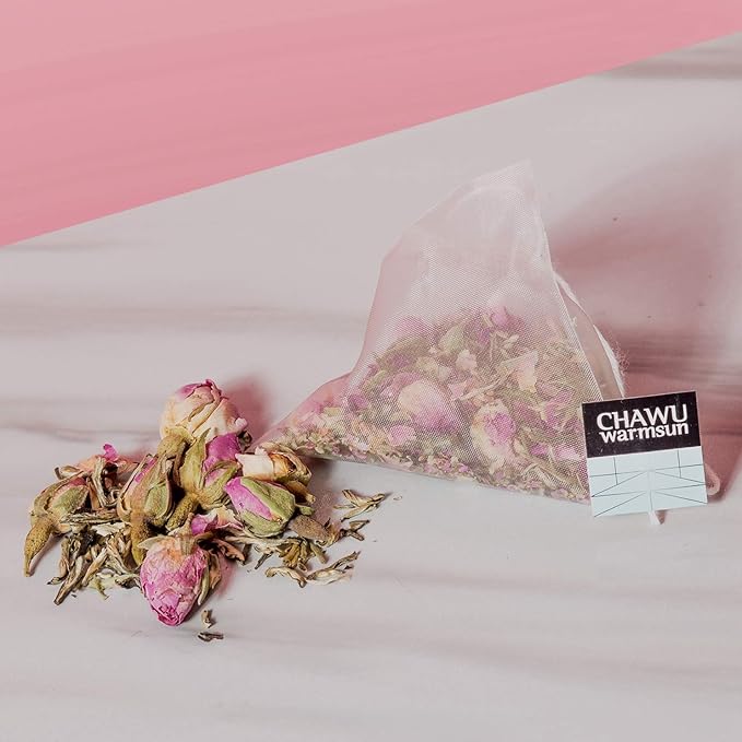 ChaWuWarmSun Rose & Jasmine Tea Bags,16 Tea bags,8 Count/Box(Pack of 2),Natural Rose Tea Bud with Jasmine Green Tea loose leaf