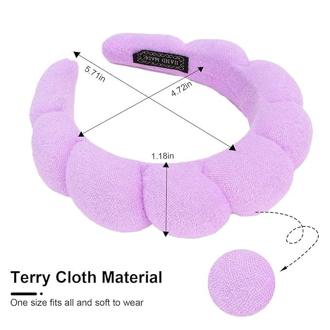 3 Pack Spa Headbands for Washing Face, Skincare, and Makeup, Terry Cloth Headbands Sponge Face Wash Headbands, One Size Fits Most, Unisex, 3 Count (Pack of 1)