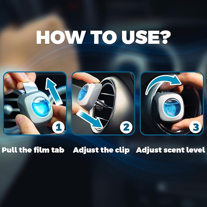 Air Jungles New Car Scent Car Air Freshener Clip, 6 Vent Clips, 4ml Each, Long Lasting Air Freshener, Up to 180 Days Odor Eliminator