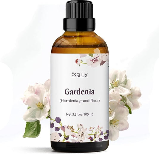 Gardenia Essential Oil 100ml (3.3 Fl Oz), ESSLUX Aromatherapy Essential Oils for Diffuser, Massage, Soap, Candle Making, Perfume