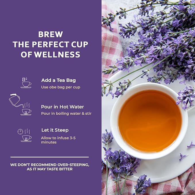 Life Plus Style Gourmet Pagoda Garden Chamomile Lavender Organic Herbal Tea Caffeine Free Hot or Iced Floral Blend Natural Delicious Sleep Tea 60 Tea Bags