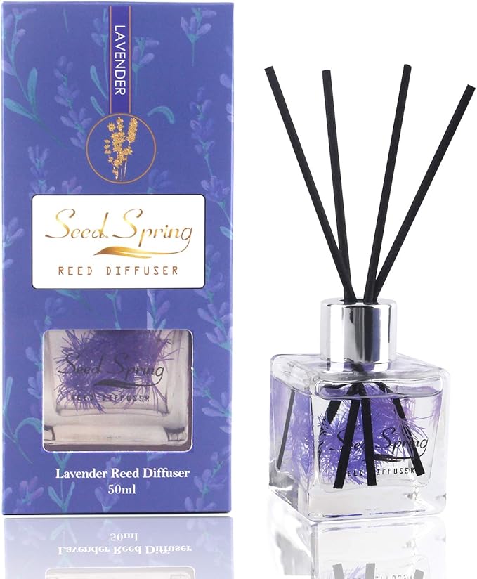 Reed Diffuser Set with Sticks Lavender Aromatherapy Oil Scent Diffuser for Home Office Bathroom Decoration Perfume and Gifts 50ml/1.7 oz