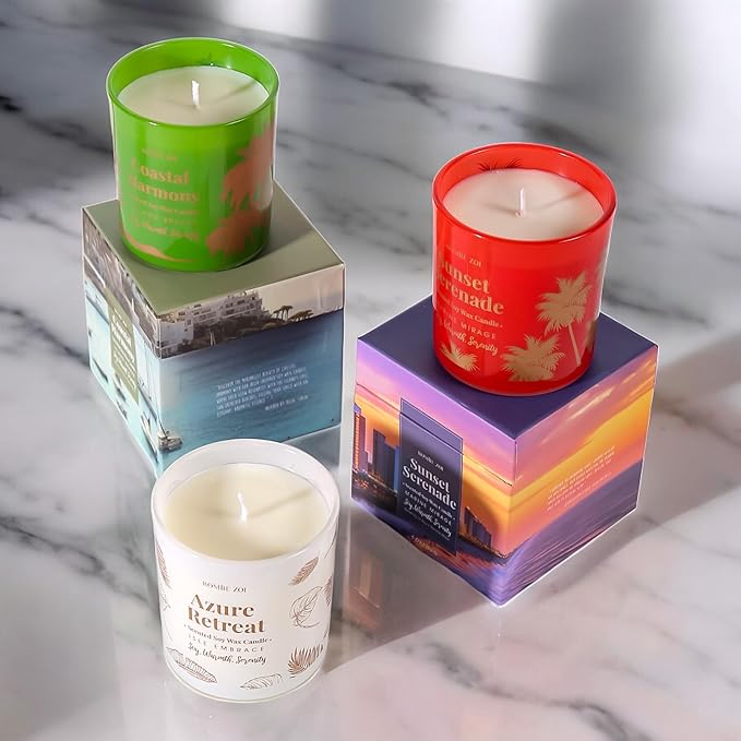 ROMIIE ZOI Tidal Treasure Scented Candle - Ocean Whisper - 6oz Soy Wax Candle for Home Scented, Stress Relief Candle Gifts for Women/Men