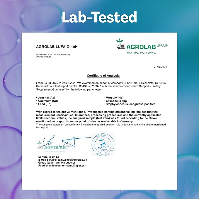 URVI® Neuro Gummies – 500mg Glycine, 150mg L-Theanine (high Potency), Vitamins B1 & B6 for Rest & Sleep, Relaxation, Calm Focus – Sugar-Free – Green Tea & Apple – 60 Count