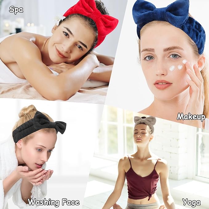 Casoty 12 Pack Skincare Headband for Washing Face Cute Face Wash Spa Headband for Women Makeup Hair Band Stocking Stuffers for Teen Girls Spa Party Hair Accessories Gifts for Women Girls