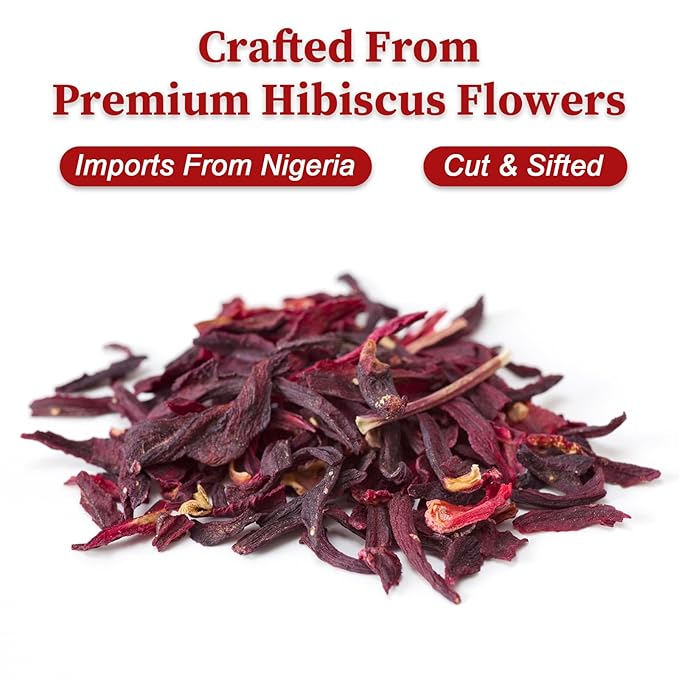 FullChea- Hibiscus Flowers, 4oz/114g, Cut & Sifted - Dried Hibiscus Tea Loose Leaf - Flor de Jamaica - Non-GMO - Caffeine-free - Support Digestion