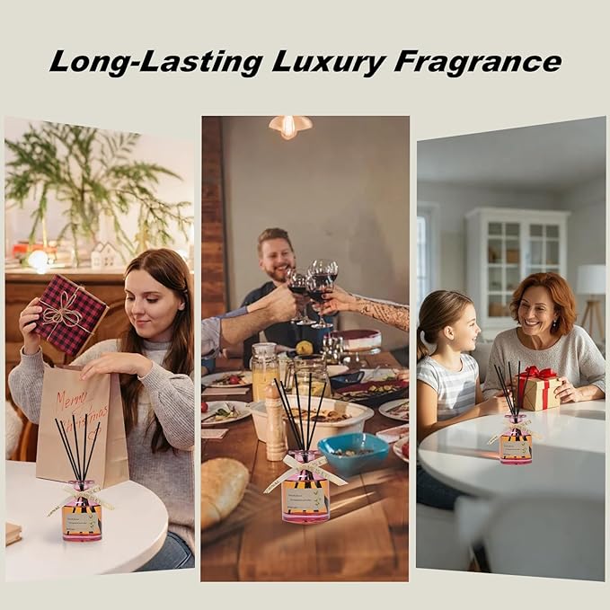 Rose Scented Reed Diffuser 130ML - Romantic Floral Scent, Long-Lasting Fragrance Oil, Elegant Glass Bottle,Aroma Diffuser Stick, Perfect for Bedroom, Bathroom, Living Room,Office