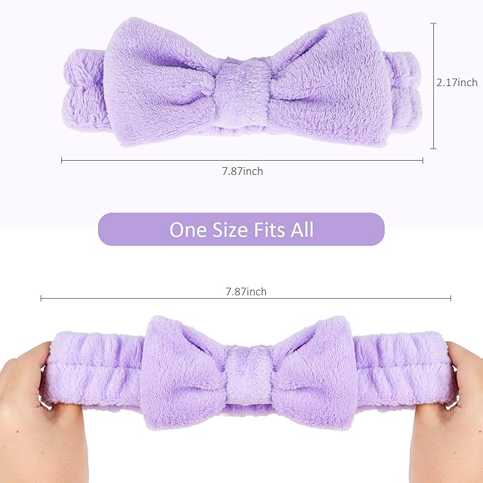 8 Pack Spa Headband for Washing Face Stocking Stuffers Skincare Headbands Bulk for Women Girls Soft Coral Fleece Hairband Cute Bow Headbands for Washing Face Makeup