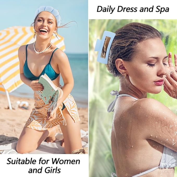 VELSCRUN Spa Headband, Makeup Face Wash Skincare Headbands, 5 Pcs Sponge Get Ready Snail Hairband Facial Wristband Hair Clip Set, Stuff for Teen Girls Women Trendy Hair Accessories Blue